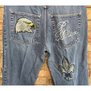 Vintage P Miller Jeans Mens 36 Embroidered Eagle Baggy Skater Hip Hop Grunge Y2K